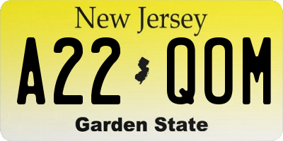 NJ license plate A22QOM