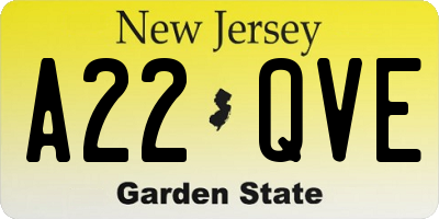 NJ license plate A22QVE