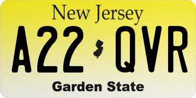 NJ license plate A22QVR