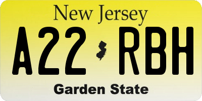 NJ license plate A22RBH