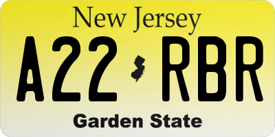 NJ license plate A22RBR