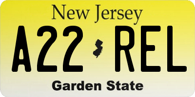 NJ license plate A22REL