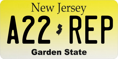NJ license plate A22REP