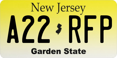 NJ license plate A22RFP