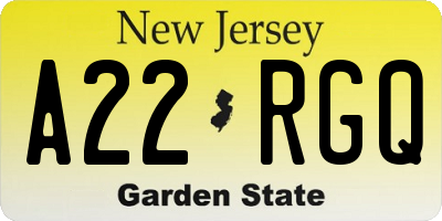 NJ license plate A22RGQ