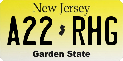 NJ license plate A22RHG