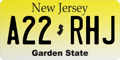 NJ license plate A22RHJ