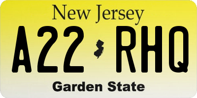 NJ license plate A22RHQ