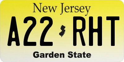 NJ license plate A22RHT