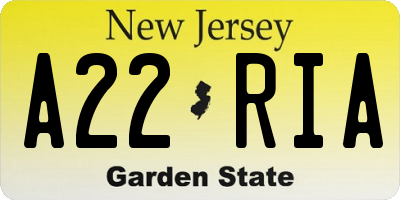 NJ license plate A22RIA