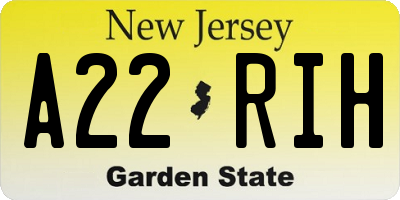 NJ license plate A22RIH