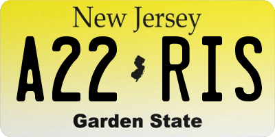 NJ license plate A22RIS