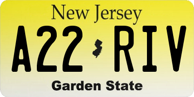 NJ license plate A22RIV