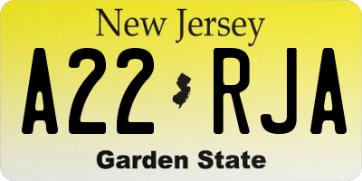 NJ license plate A22RJA
