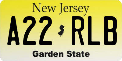 NJ license plate A22RLB