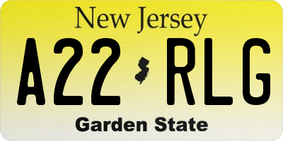 NJ license plate A22RLG