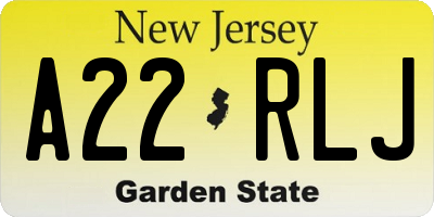 NJ license plate A22RLJ