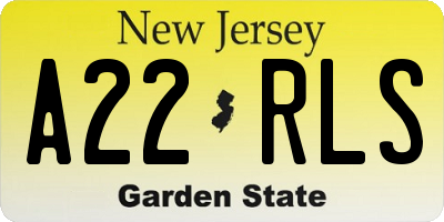 NJ license plate A22RLS