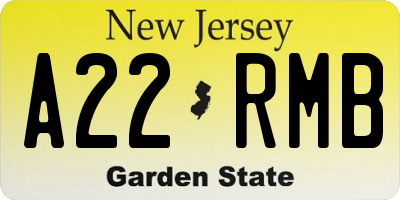 NJ license plate A22RMB