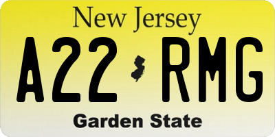 NJ license plate A22RMG