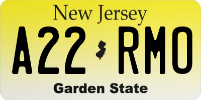 NJ license plate A22RMO