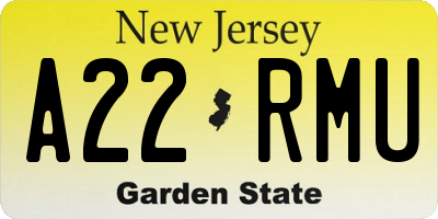NJ license plate A22RMU