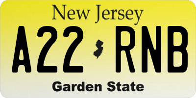 NJ license plate A22RNB