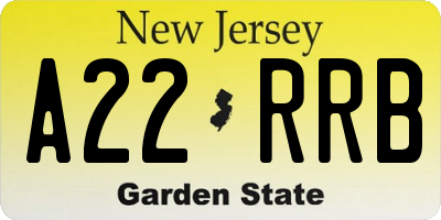 NJ license plate A22RRB