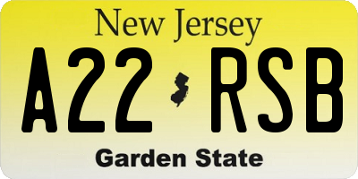 NJ license plate A22RSB