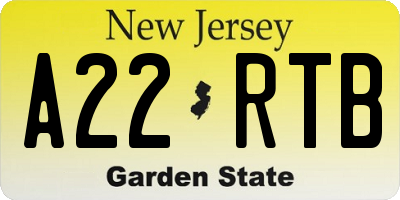 NJ license plate A22RTB