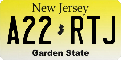 NJ license plate A22RTJ