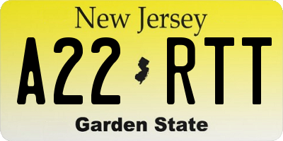 NJ license plate A22RTT