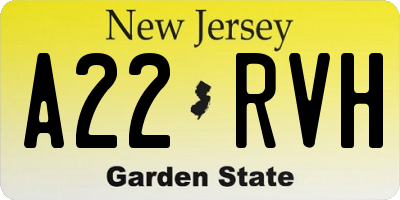 NJ license plate A22RVH