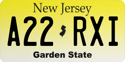 NJ license plate A22RXI