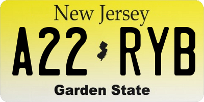 NJ license plate A22RYB