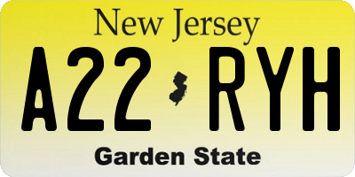 NJ license plate A22RYH