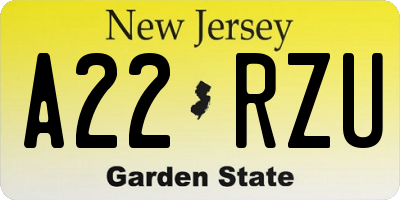 NJ license plate A22RZU