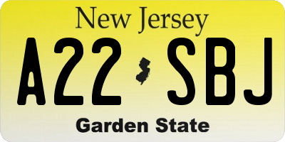 NJ license plate A22SBJ
