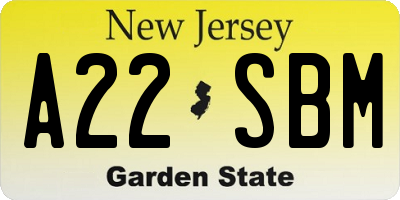NJ license plate A22SBM