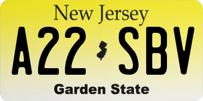 NJ license plate A22SBV
