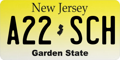 NJ license plate A22SCH