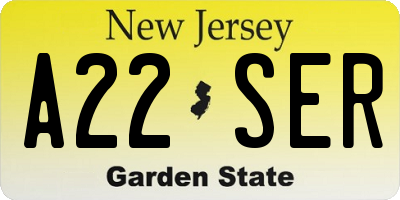 NJ license plate A22SER