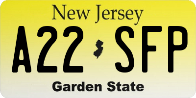 NJ license plate A22SFP