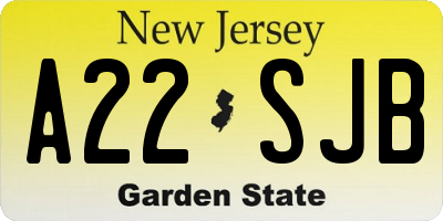 NJ license plate A22SJB