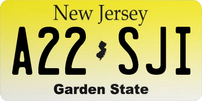 NJ license plate A22SJI