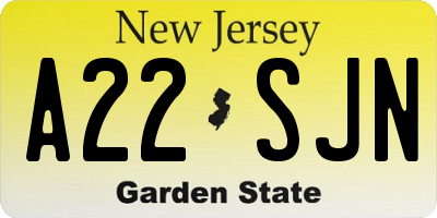 NJ license plate A22SJN