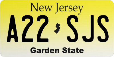 NJ license plate A22SJS
