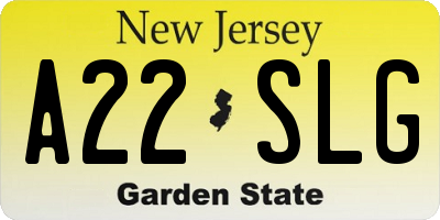 NJ license plate A22SLG