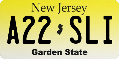 NJ license plate A22SLI