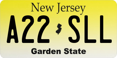 NJ license plate A22SLL
